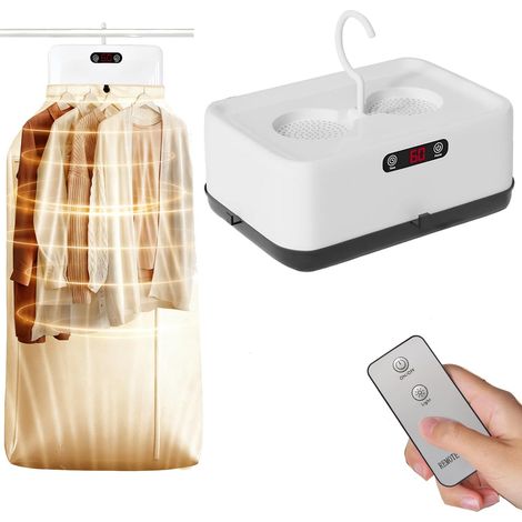 Petit sèche-linge électrique portable 600 W avec minuterie, séchage à air chaud UV, petit séchoir à pompe à chaleur pour appartement, maison, voyage, sèche vêtements électriques portables (1/5)