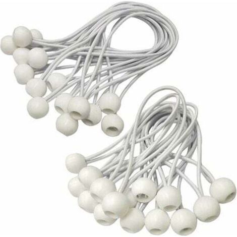 Corda elastica elastica, 30 pezzi, tenditore per telone per striscioni, teloni, padiglioni, tende, imbracatura di estensione per tende, supporto per telone (bianco-150mm)-Crezuo