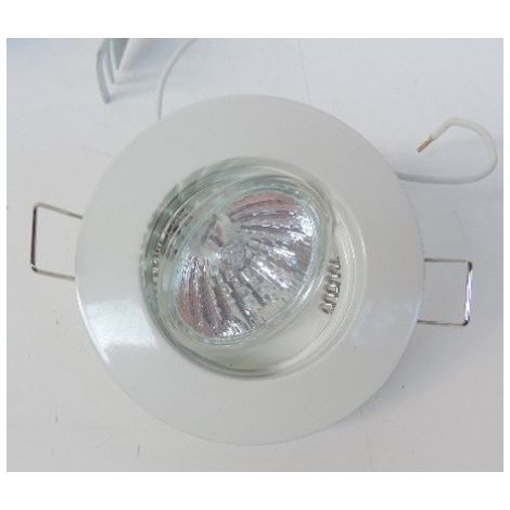 kit spot encastré halogène 50W Ø 84mm blanc fixe avec lampe TBT 12V GU5.3 et transfo 230V IP20 SMART'UP SEET EUROPOLE 7295B