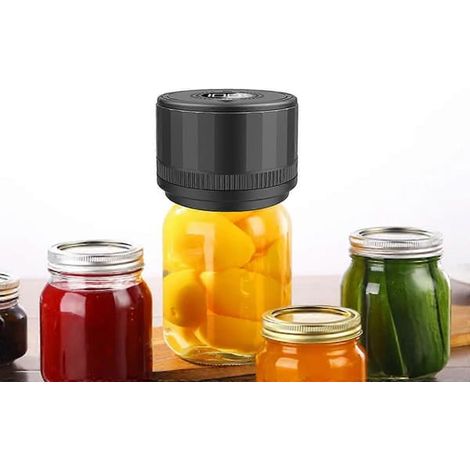 BelleRise - Machine à emballer sous vide électrique pour bocaux Mason, conservation et mise en conserve des aliments, noire (1/5)