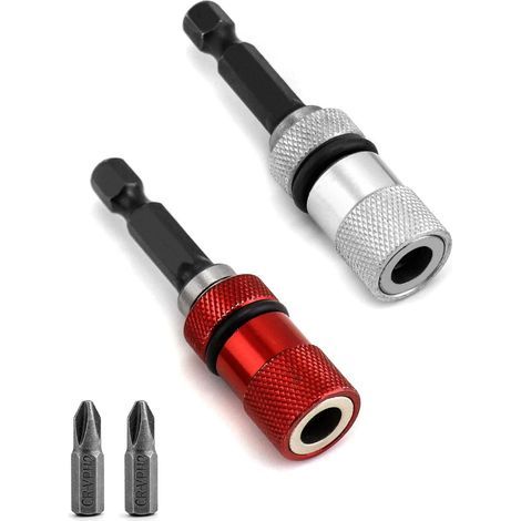 Portapuntas magnético de 1/4" – Paquete de 2 con tope de profundidad – Acero cromo-vanadio – Atornillado preciso en paneles de yeso (1/5)