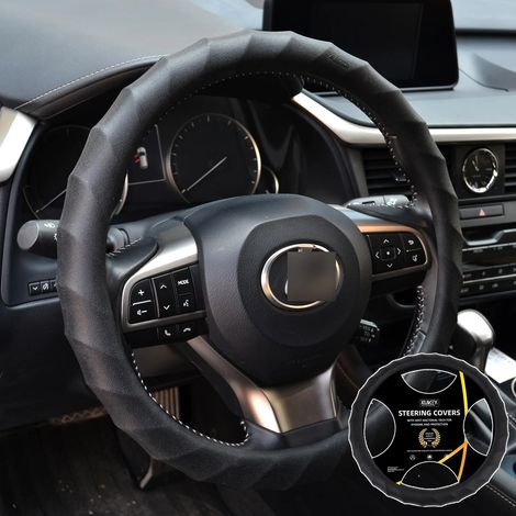Housse de volant en silicone antidérapante, accessoire auto en cuir, compatible avec les volants de 36 à 38 cm. Protection universelle pour Lada, Renault Clio 2 et 3. (1/5)