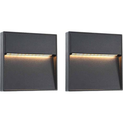 Lámparas LED de pared para jardín 2 unidades cuadrada negra 3 W vidaXL