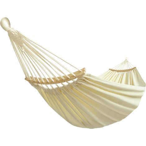 Hamac pour 2 personnes, 200 x 150 cm, charge : 300 kg, en toile et coton, pour l'extérieur, le jardin, l'intérieur, les enfants, le balcon, rouge, avec barre (1/2)