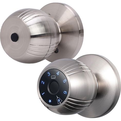 Serrure Connectée Sans Clé Poignée Aluminium Argent 5-en-1 Empreinte/App/Carte/Mot de Passe/Clé pour Porte 40-60mm (1/4)