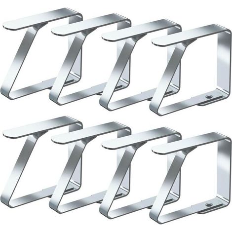 Pince à Nappe en Acier Inoxydable Anti-Glissement – Lot de 8 Pinces Robustes pour Fixer Nappes sur Tables Intérieures et Extérieures (1/4)