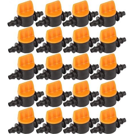 CCYKXA 40 Pcs Irrigation Tubing Valve, 1/4 Inch Barbed Drip Irrigation Valve Irrigation Tubing Shut Off Valve