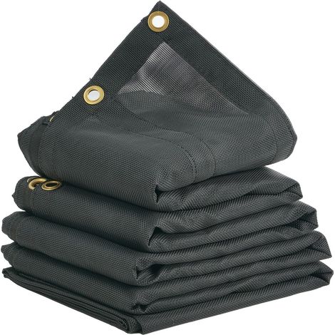 VEVOR Telo in Rete per Autocarro con Cassone Ribaltabile, 8 x 18 Piedi, Copertura Nera Resistente Rivestita in PVC con Doppia Tasca da 5,5" 18 Once, Occhielli in Ottone, Fettuccia Doppia Cucitura