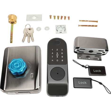 Serrure de porte électronique à pêne dormant, avec 2 cartes, déverrouillage par empreinte digitale, mot de passe, contrôle par application, pour appartement et maison