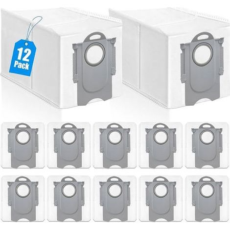 12 sacs Poussière pour Aspirateur-Robot pour Roborock QV 35A / Qrevo S5V / QV35S / Q Revo/Saros 10R / Saros10 / Q Revo S/Qrevo Pro/Qrevo Curv/Qrevo Master/Qrevo Slim / S8 MaxV Ultra, Grands (1/5)