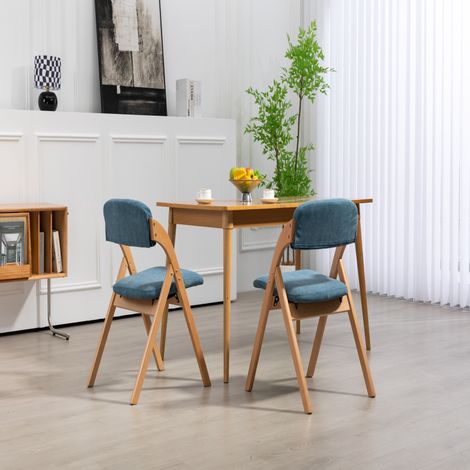 Chaises pliantes Homefun – Lot 2 – Assise rembourrée – Bois – Housses amovibles – Bleues – Invités/Cuisine/Bureau/Mariage/Pique-nique (1/5)