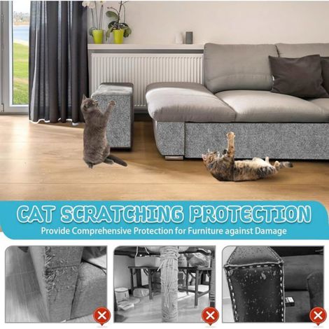 Tapis griffoir pour Chat adhésif 300x40x0.4cm Tapis grattoir Protection canape Chat Anti Griffe (Dark Grey) (1/5)