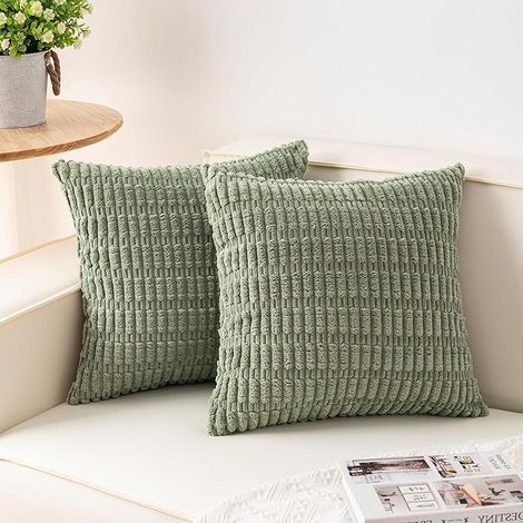 Taies d'oreiller en peluche vert clair, 5050cm (garniture non comprise), lot de 2, décoration intérieure, canapé, canapé de salon. (1/5)