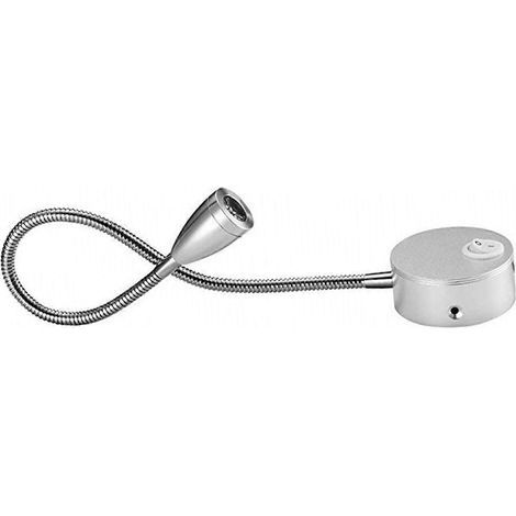 Lampe de chevet LED flexible à col de cygne, applique murale, veilleuse pour chambre à coucher (argent brossé, blanc, 3 W) (1/4)