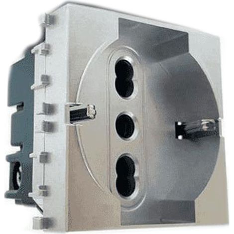 Presa schuko 16A compatibile con vimar plana prese spina 2P presa elettrica a muro spina silver (1/2)
