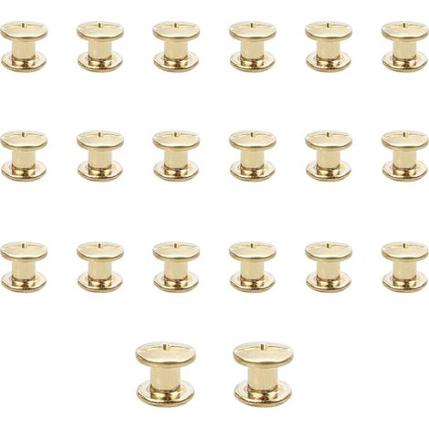 Lot de 20 vis Chicago M5x6mm Vis de reliure Rivet à clous en métal Vis Chicago à tête cruciforme pour ceinture en cuir Bricolage Livre de scrapbooking - Couleur or (1/5)