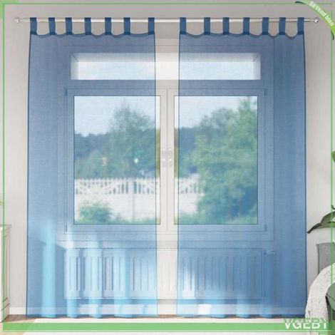 Rideaux en voile - FAFEISY - 4102214 - Bleu royal - Passe-tringles - Lot 2 pcs (1/5)
