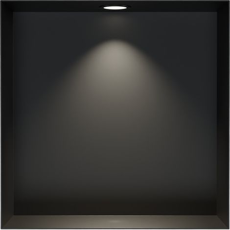 BERNSTEIN - Nicchia doccia in acciaio inox + faretto LED, ripiano integrato NT303010X - 30x30x10cm (AxLxP) - Nero, 1x faretto nera opaca	Nero, 1x cornice per installazione spot nero opaco
