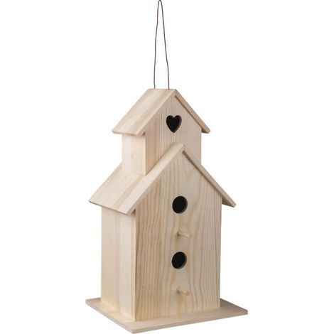 Vogelhaus, FSC-zertifiziertes Kiefernholz, 22 x 19 x 39 cm, zum Aufhängen oder Aufstellen, für Garten und Außenbereich (1/5)
