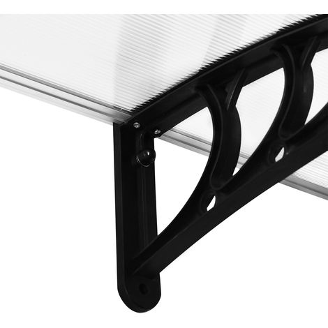 Auvent de porte d'entrée 75x195x23 cm, abri extérieur en polycarbonate 5mm, protection soleil et pluie pour terrasse, aluminium transparent (1/5)