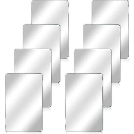 Lot de 8 miroirs rectangulaires en acrylique, 15,2 x 10,2 cm, autocollants pour salle de bain, chambre à coucher et salon