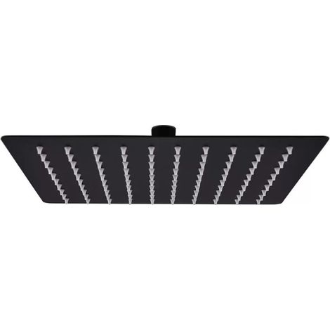 Pomme De Douche Pluie - Tête De Douche Carrée 40x40 Cm - Acier Inoxydable Noir - Pour Bras Standard - 1 Pièce (1/5)