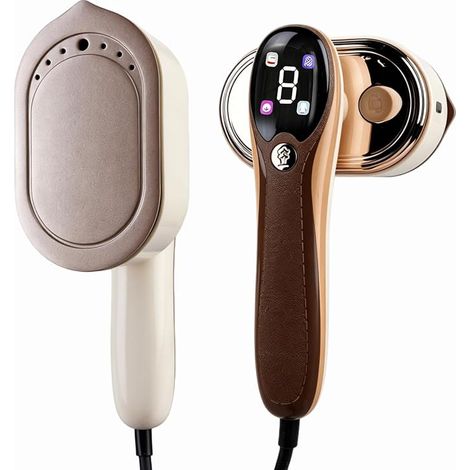 Steamer, 1200 W Handheld Steamer with LED Display, Steam, Portable Vertical Iron, Travel Iron for Home, Office, Travel, 4 Steam Modes (Apricot) (1/5)