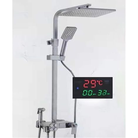 Ensemble de douche mitigeur thermostatique intelli Ensemble de douche numérique chaud et froid robinet salle de bain mitigeur thermostatique système de douche pluie montage mural SPA pluie robinet de (1/5)