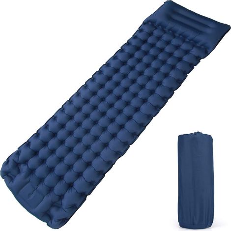 Outdoor inflatable mattress for camping, sleeping, camping, water, ultralight, portable, single bed with pillow, crusty for outdoor activities, sports, hiking, travel (blue) (1/5)