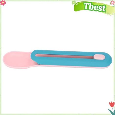Tbest cuillère à presser pour friandises pour chat Cuillère de distribution animalerie transport Cuillère rose avec manche bleu (1/5)
