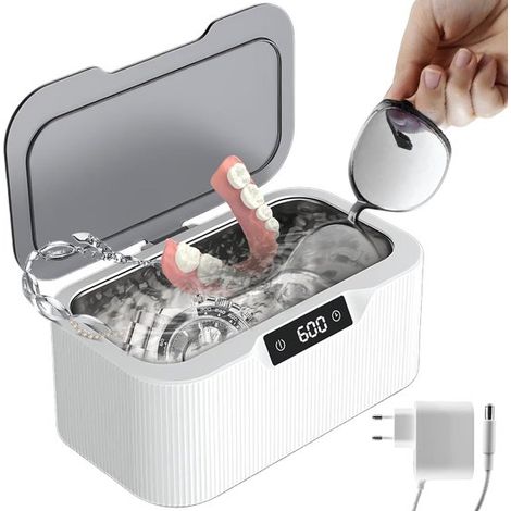 Dispositivo de limpieza ultrasónica,dispositivo de limpieza de gafas,500 ml,limpiador ultrasónico de baño con 4 funciones de tiempo y modo reloj (1/5)