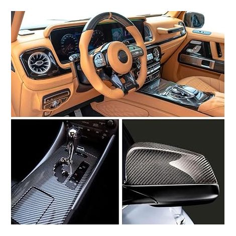 Car Cover Film 30 x 300 cm + Tools, Carbon Gloss Black 6D with Bubble-Free Technology, Car Tuning Sticker for Interiors and Exteriors Cars, Motorcycles and Bikes (1/4)