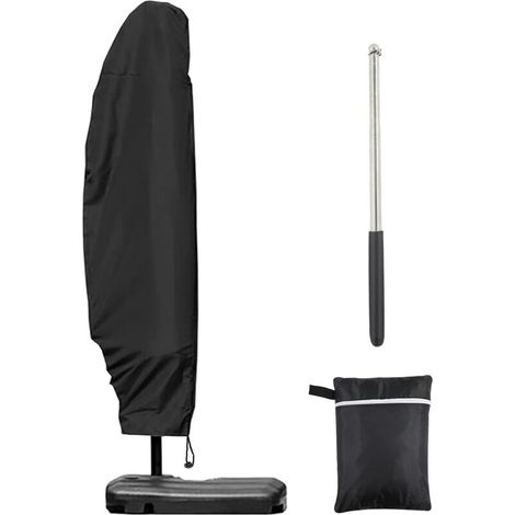 royaluxe -Housse de Protection pour Parasol Deporte 3m 4m, Housse de Parasol Déporté avec 1,4m de Long Fermeture Éclair, Protection pour Parasol Deporte avec Tige Télescopique, 280x30/80/45 cm (1/5)