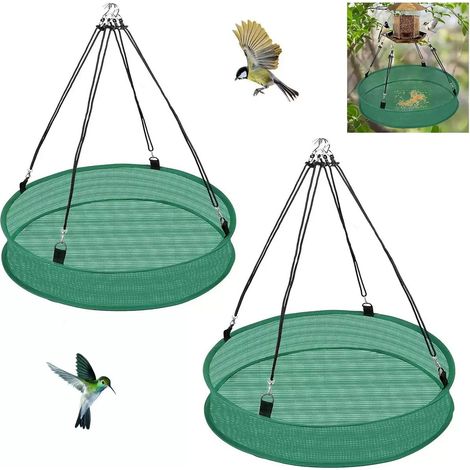 Lot de 2 mangeoires d'extérieur pour oiseaux – Mangeoire suspendue avec plateau anti-déversement, adaptée aux oiseaux (1/5)