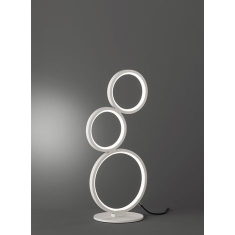 Flache LED RONDO Ringleuchte Tischlampe Metall weiß matt, Höhe 45cm (1/5)