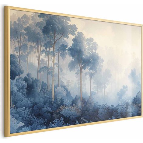 Poster – Ein Wald in nebligen Blautönen (1/4)
