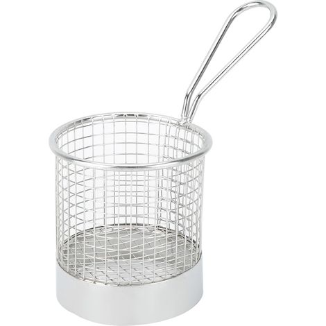 Corbeille ronde en acier inoxydable pour frites, chips, desserts, fruits, récipient alimentaire, outil de cuisine (1/5)