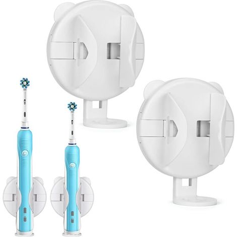 Support mural autocollant pour brosse à dents électrique – Lot de 2 – Blanc