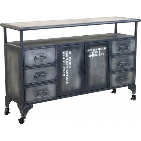 Mobile Emeric 132,5x37,5x82 h cm in Acciaio Grigio (1/5)