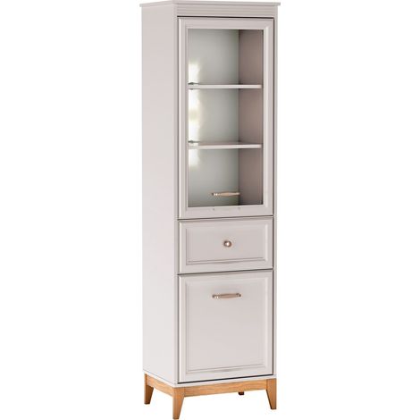 Étagère Sonfera 105 , Avec des portes, Fermé, Avec tiroirs, Stratifié, Verre trempé, MDF, Le nombre de portes: 0, Nombre de tiroirs: 0, 193x55x41cm, LED: Disponible (1/5)