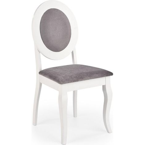 Chaise de salle à manger baroque en bois massif blanc et tissu gris Barroco (1/5)