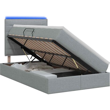 Maison Exclusive - Letto con contenitore LED e materasso Grigio Chiaro (1/5)