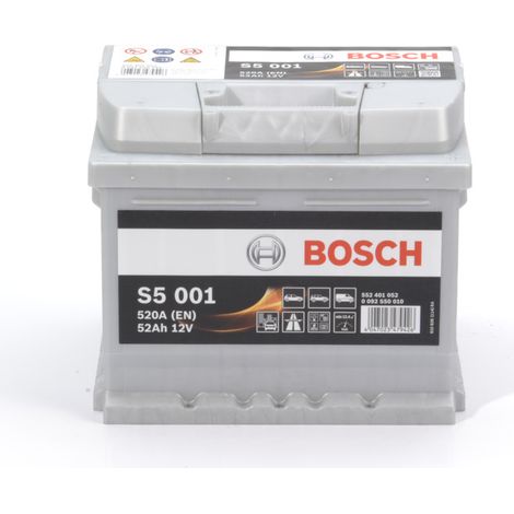 Batterie de démarrage Auto BOSCH S5001 - 12V 52Ah 520A (EN)
