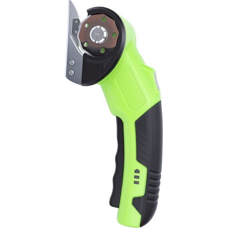 Elektrischer Kartonschneider, 320 U/min, wiederaufladbare Schere mit Batterieanzeige und LED-Licht für Teppich, Stoff, Leder, 2 Stück, 1,5 mm dicke Klingen