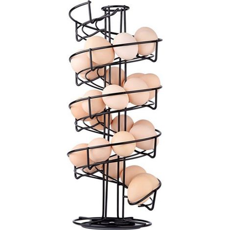 Distributeur Oeuf, Distributeur Oeuf Spirale Rangement Contient Environ 30-36 Oeufs, Support à Oeufs Peut Ranger - Noir (1/5)