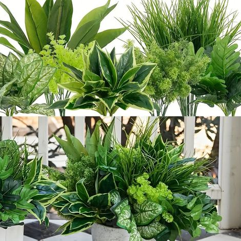 Matériel Durable PE / PP De Plantes Artificielles Extérieures De 18 Faisceaux, Résistant Aux UV, Fausses Plantes Décoratives D'arbustes Artificiels (1/5)