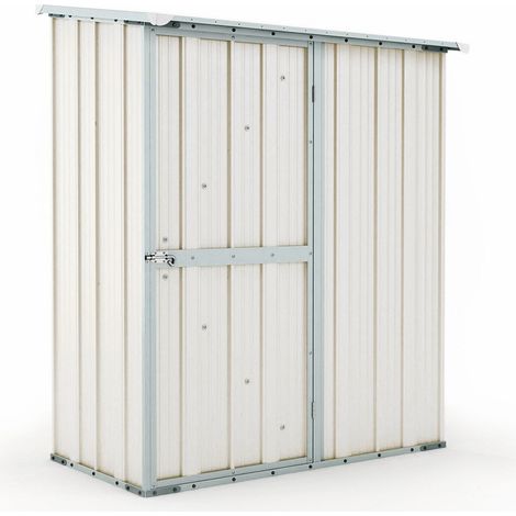 Casetta Box da Giardino in Lamiera di Acciaio Porta Utensili 155x100x192 cm Enaudi Bianca (1/4)