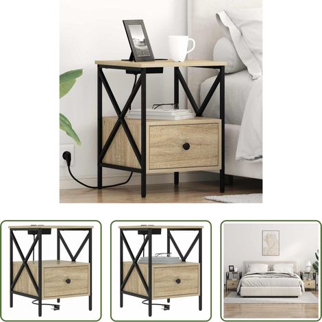 Rangement - Cabinet de chevet avec tiroir Chêne Sonoma 41,5 x 40,5 x 55 cm (1/5)