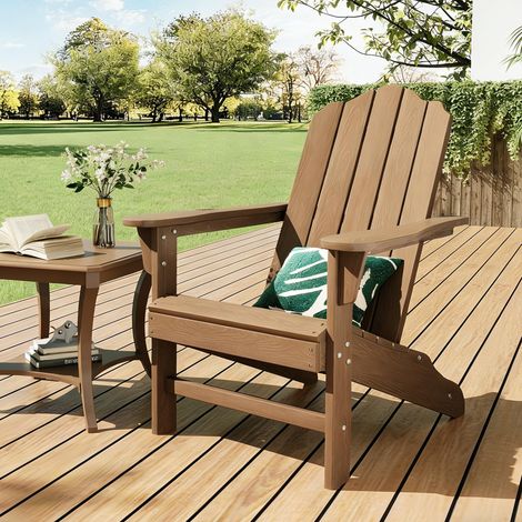GARVEE - Chaise Adirondack HDPE, Résistante UV pour Jardin, Terrasse, Piscine – Assise Confortable( Marron) (1/5)
