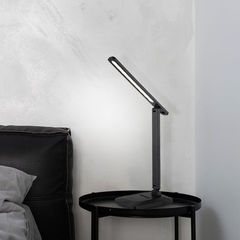 Tischleuchte Wohnzimmerlampe schwarz Touchdimmer Akku verstellbar LED H 40,5 cm